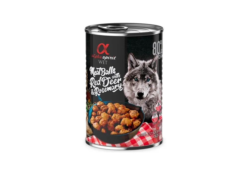 Tovární Cena Alpha Spirit Meatballs - Jelen s rozmarýnem 400g