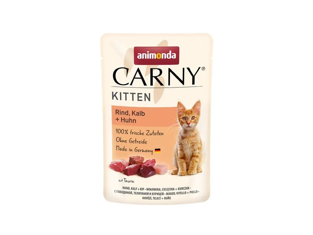 Animonda Carny Kitten - Hovězí, telecí a kuře 85g Oblíbený