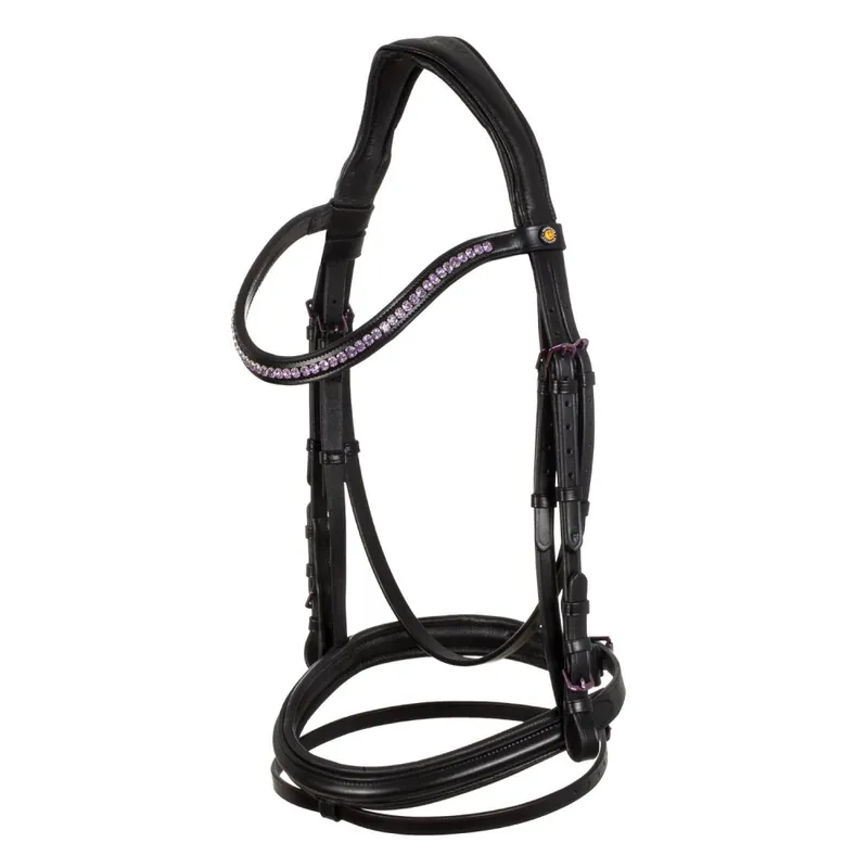 Anatomická kožená uzdečka s kamínky EQUESTRO - Velikost FULL Sleva