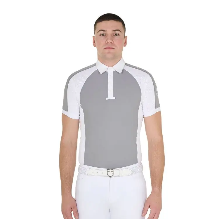 Pánské polo tričko Slim Fit Equestro - Barva bílá/modráVelikost L Vysoce Kvalitní