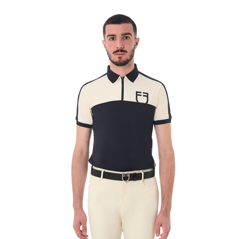 Pánské polo tričko Slim Fit Equestro Logo - Barva Černá/bíláVelikost XS Nejlepší Volba