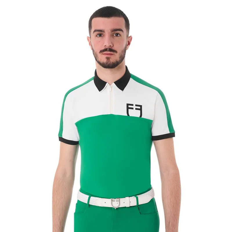 Pánské polo tričko Slim Fit Equestro Logo - Barva zelená/černáVelikost L Sleva