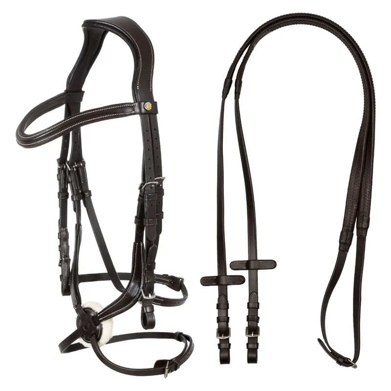 Equestro kožená uzdečka s mexickým nánosníkem - Barva ČernáVelikost COB Expresní Doručení