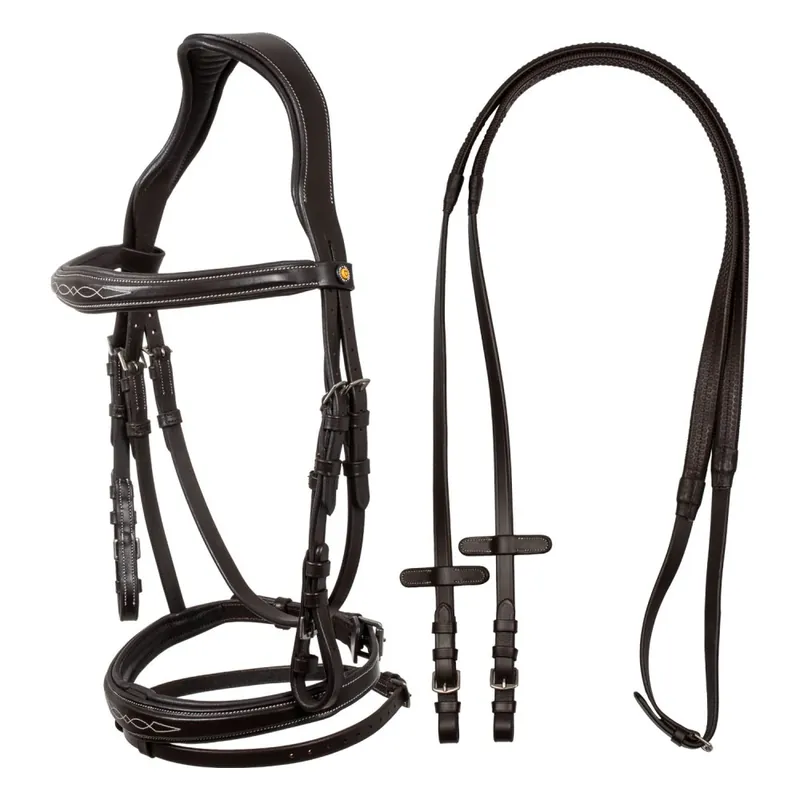 Equestro uzdečka soft stitched leather - Barva Tmavě hnědáVelikost EXTRA FULL Omezená Nabídka