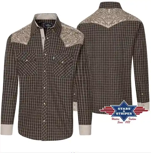 Levný Pánská westernová košile ROGER beige - Velikost XXL