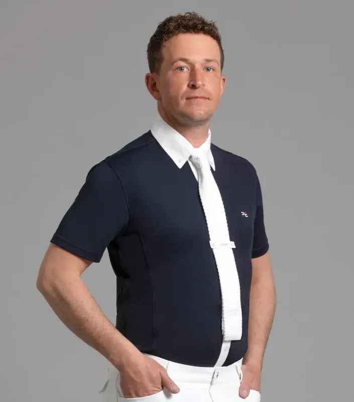 Pánská závodní košile Premier Equine Antonio s krátkým rukávem - Barva NavyVelikost L Tovární Cena