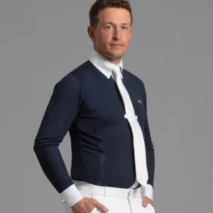 Vysoce Kvalitní Pánská závodní košile Premier Equine Giulio - Barva NavyVelikost S