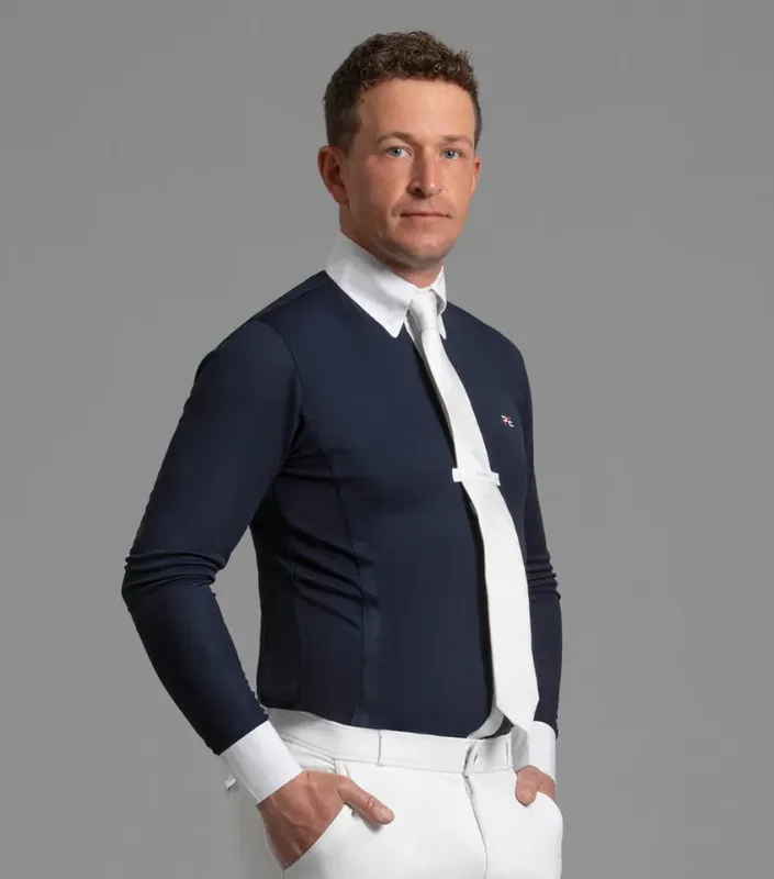 Přímo Od Výrobce Pánská závodní košile Premier Equine Giulio - Barva NavyVelikost XL
