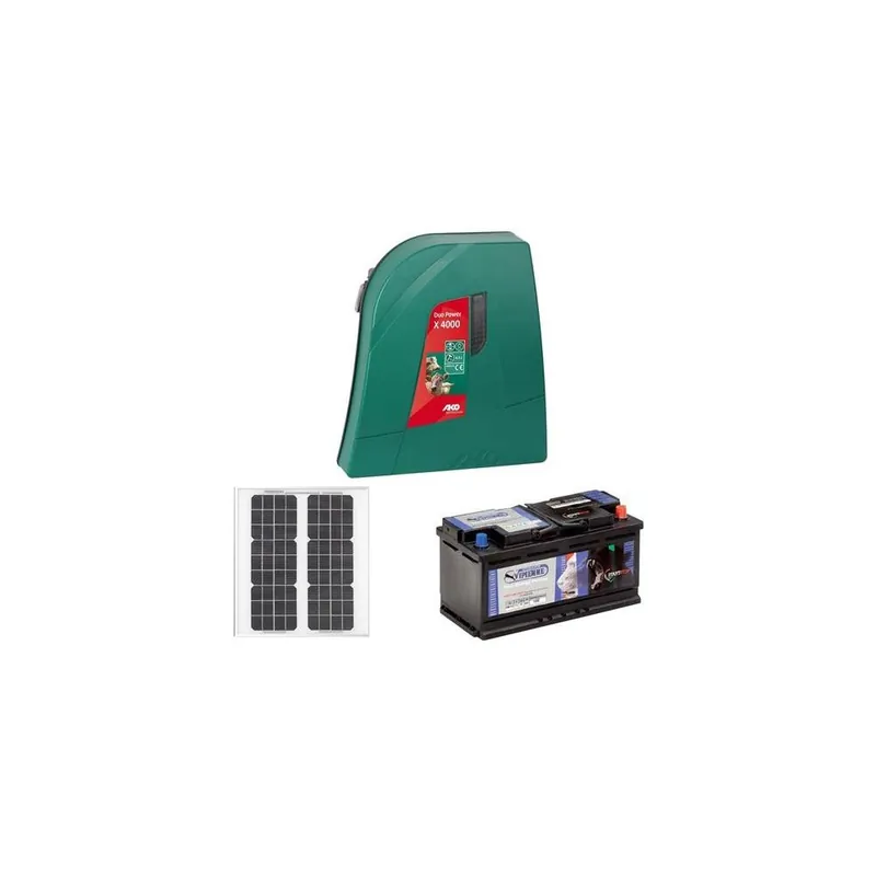 Tovární Cena Sada elektrického ohradníku AKO DUO-Power X 4000 + solární panel 25 W + akumulátor 70 Ah