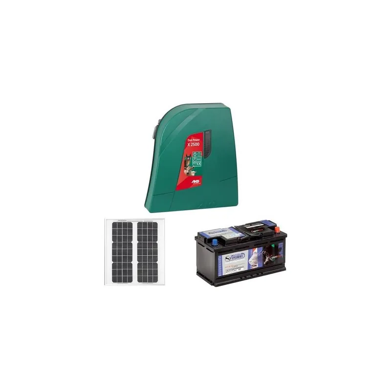 Sada elektrického ohradníku AKO DUO-Power X 2500 + solární panel 25 W + akumulátor 70 Ah Novinka