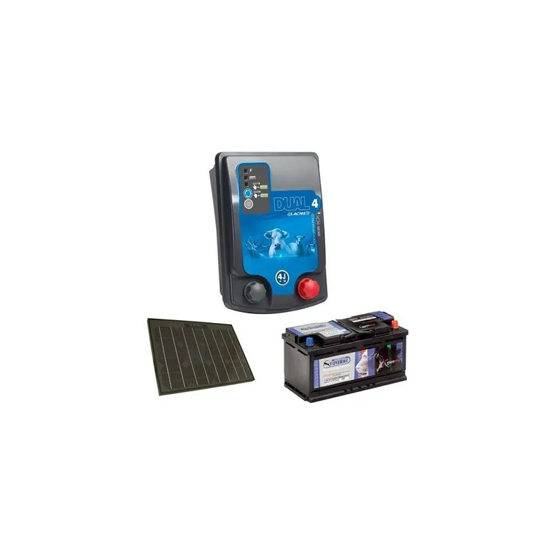 Sada elektrického ohradníku LACME DUAL 4 + solární panel 33 W + akumulátor 70 Ah Originální
