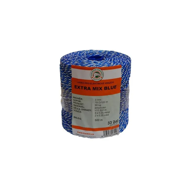 Aktuální Polyetylenové lanko pro elektrické ohradníky EXTRA MIX BLUE 3 mm