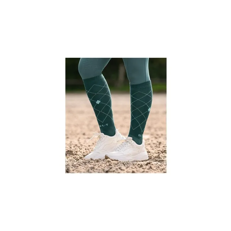 Jezdecké podkolenky ELT Argyle, SS 26, zelené Autentický