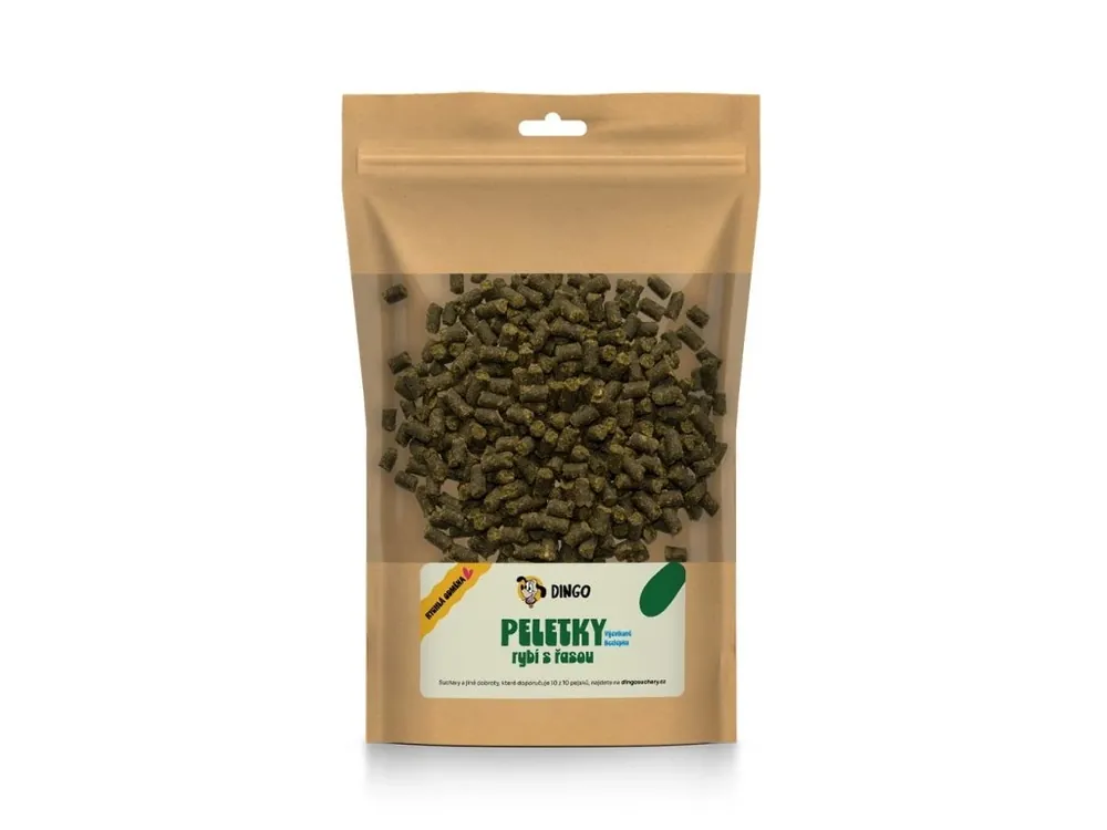 Nízká Cena DINGO peletky ryba s řasou, 150g
