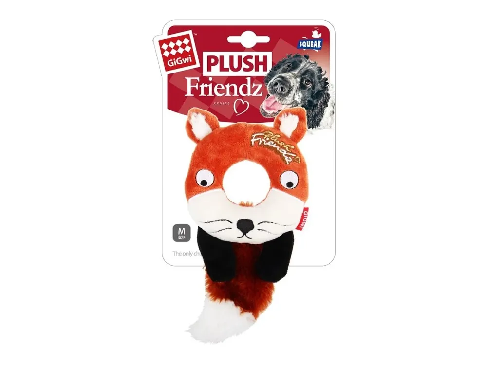 Nízká Cena GiGwi Plush Friendz liška s gumovým kroužkem