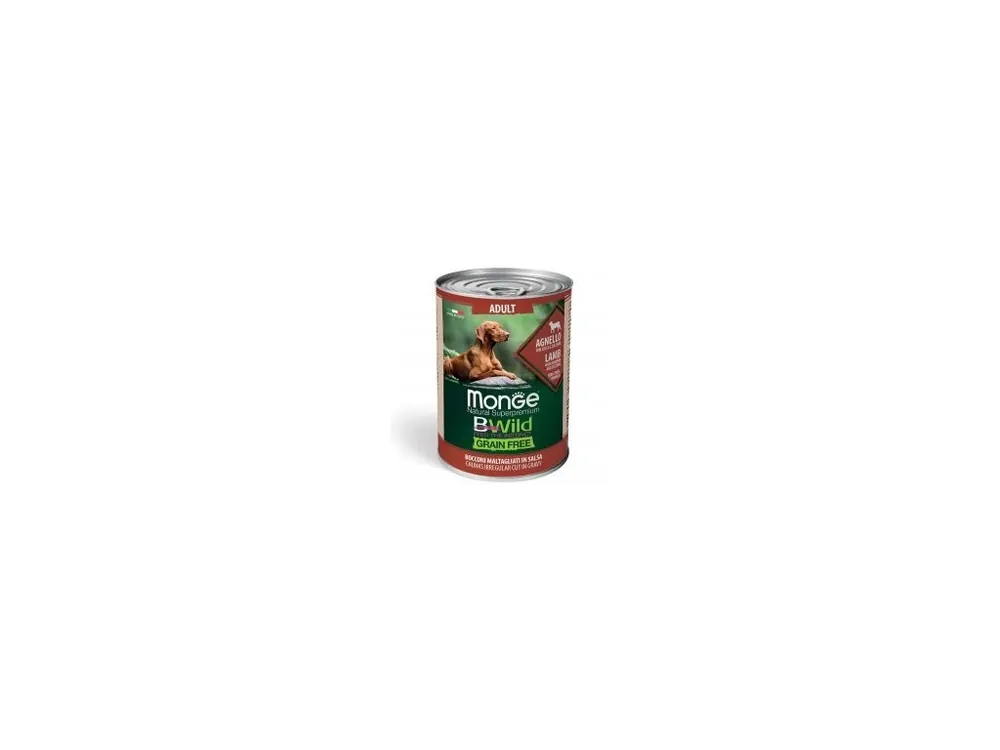 MONGE BWILD DOG Adult Grain Free, Jehněčí kousky v omáčce s dýní a cuketou 400g Bezpečná Platba