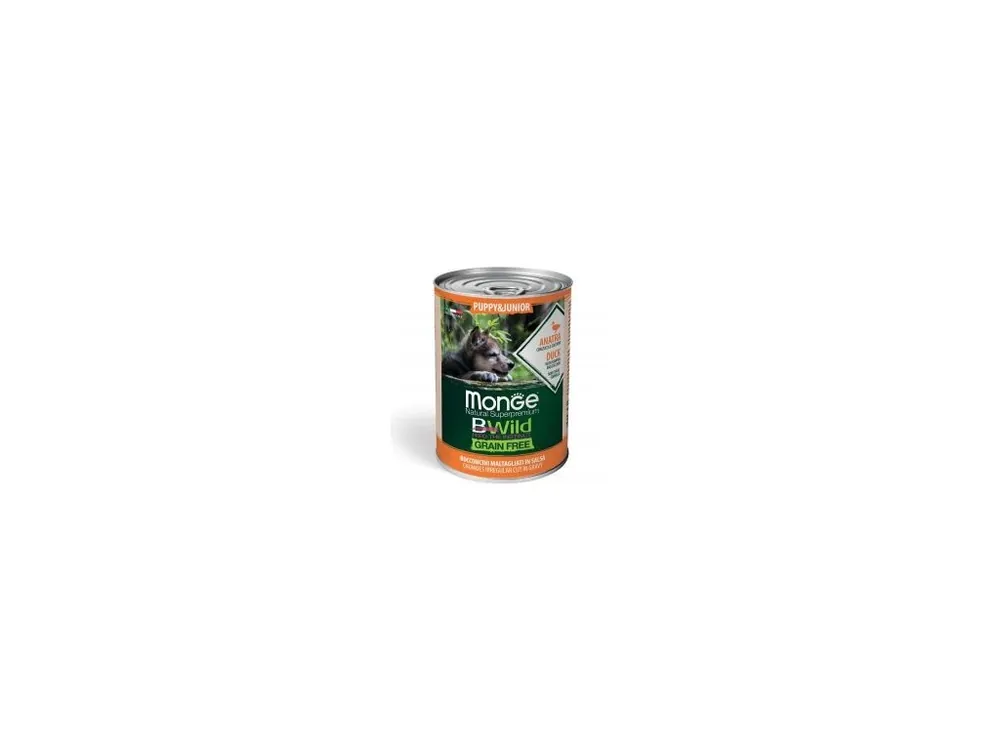 Top Prodej MONGE BWILD DOG Puppy Grain Free, Kachní kousky v omáčce s dýní a cuketou 400g