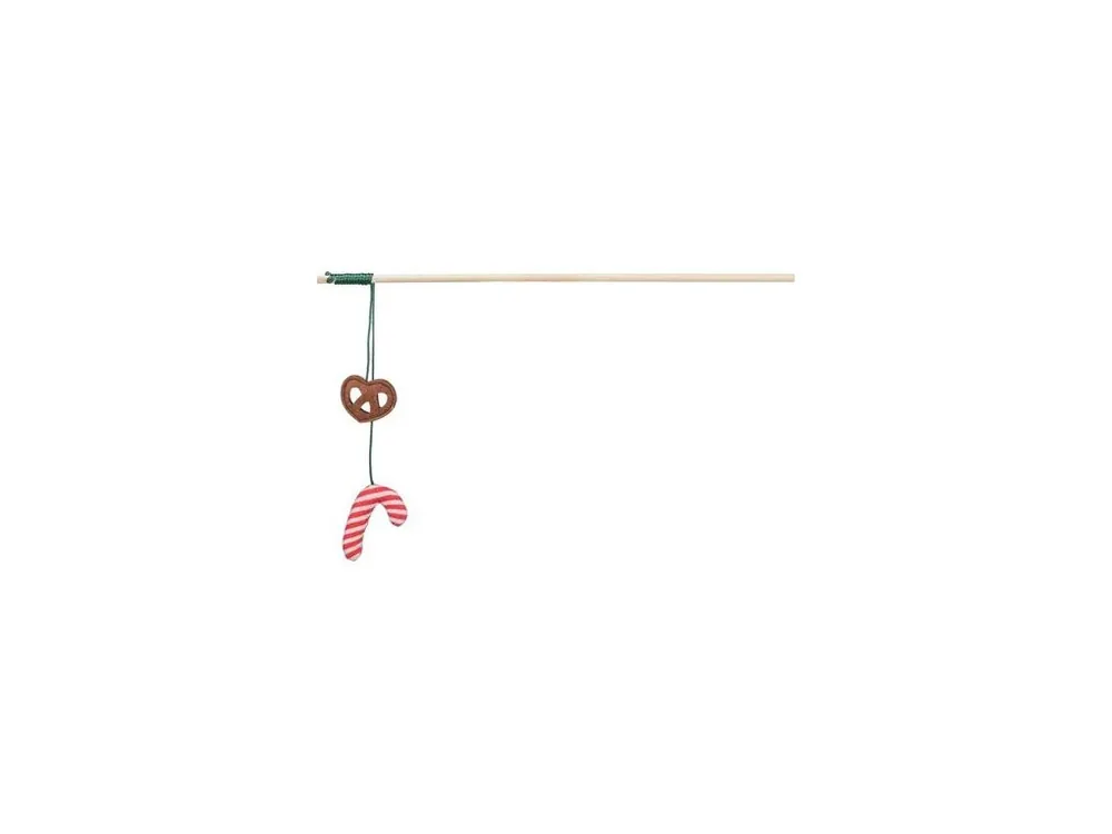 Xmas vánoční prut pro kočky 48 cm, s preclíkem/lízátkem, šustící, dřevo/polyester Super Cena