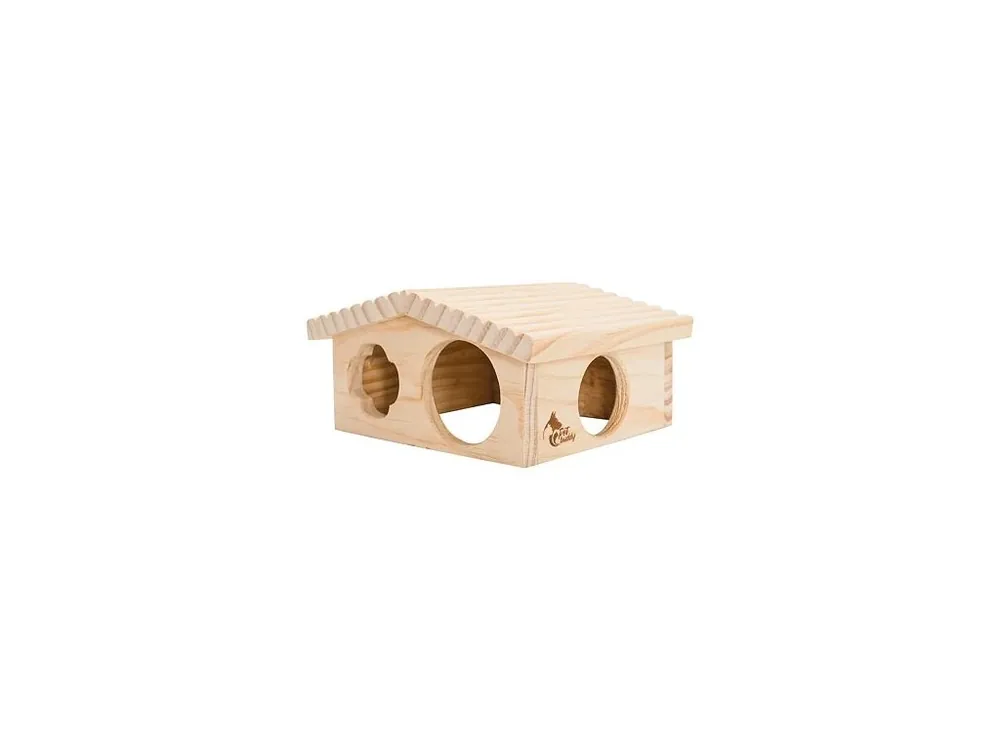 Horká Nabídka PetBuddy roubenka malá, přírodní domek, 20 x 17 x 11 cm, borové dřevo