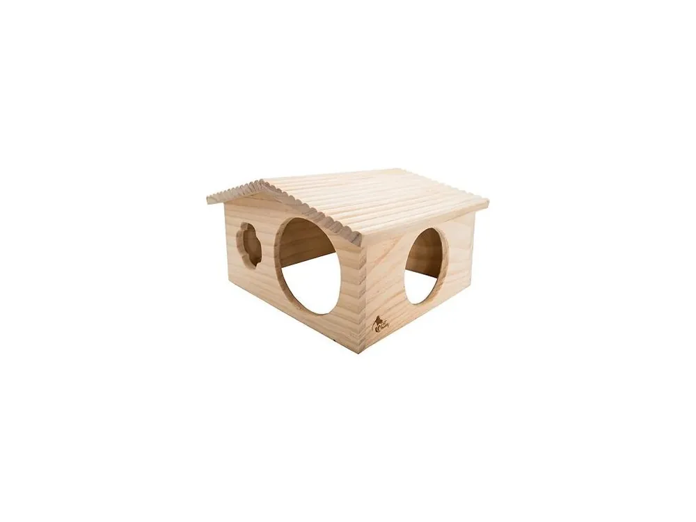 Značkový PetBuddy roubenka velká, přírodní domek, 33 x 28 x 18 cm, borové dřevo