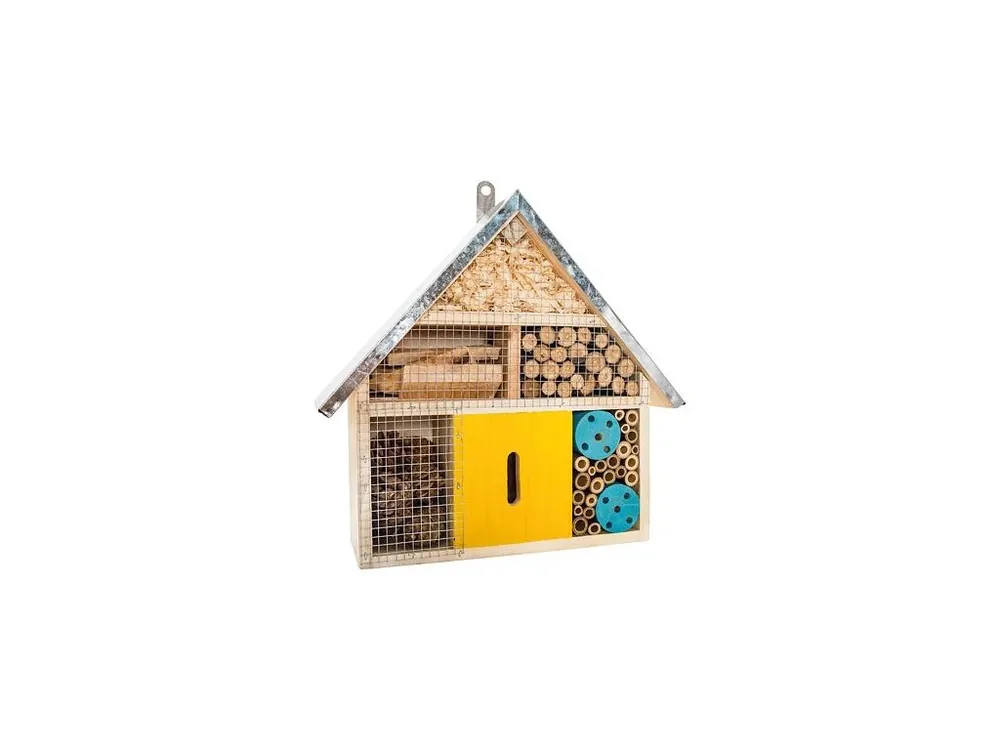 Sezónní Sleva PetBuddy barevná vilka, hotel pro hmyz, 30 x 9 x 27.5 cm, borové dřevo
