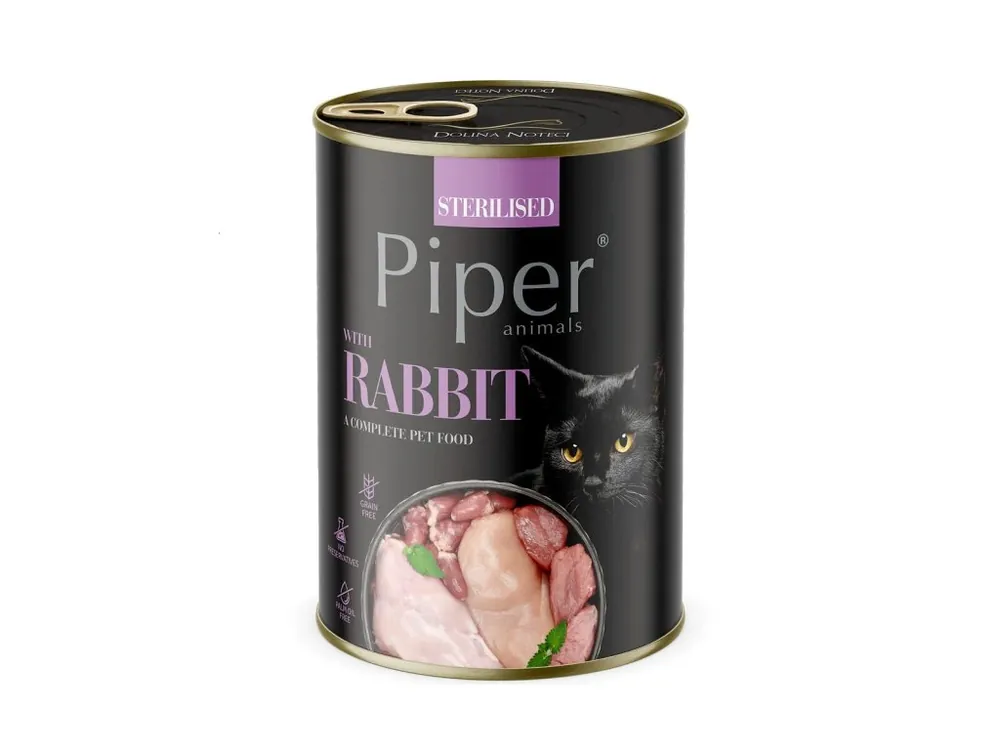 NEW PIPER CAT konzerva pro sterilizované kočky, s králíkem, 400g Nová Kolekce