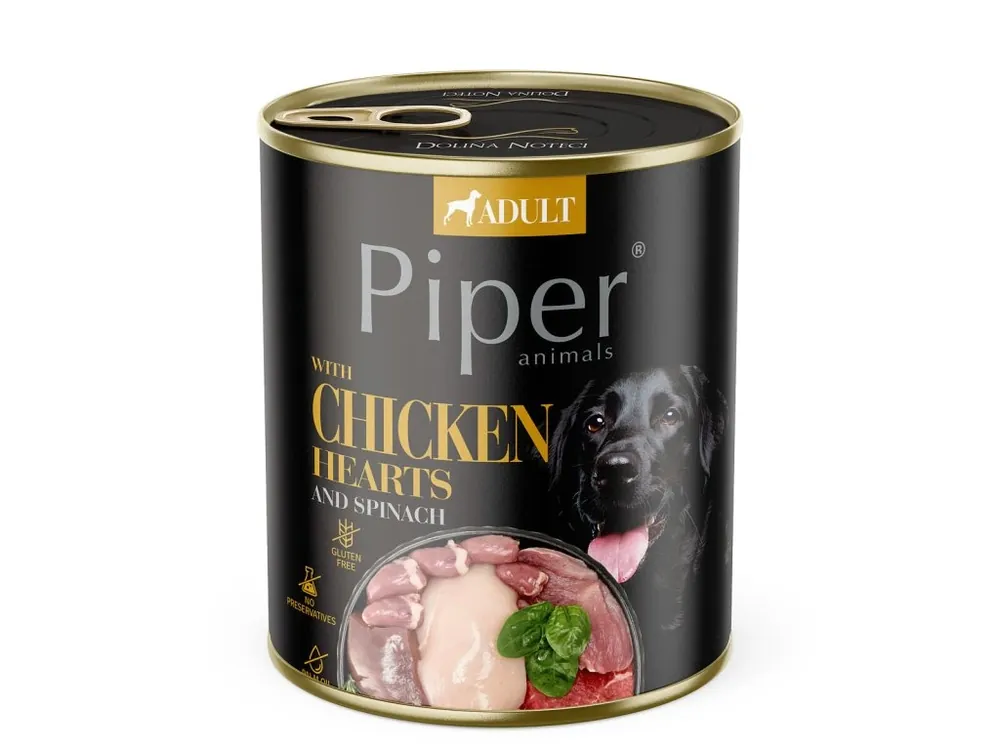 NEW PIPER s kuřecími srdíčky a špenátem, konzerva pro psy 800 g Vrácení Zdarma