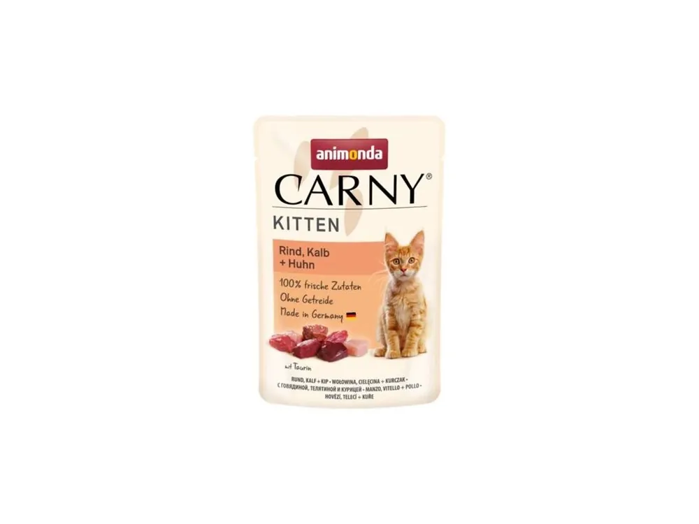 Zlevněný Carny Kitten 85 g hovězí, telecí+kuřecí, kapsička pro koťata