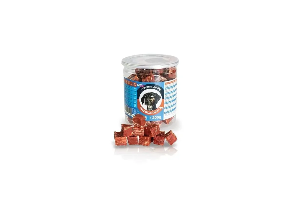 Nová Kolekce KIDDOG hovězí masíčko v kostičce - PREMIUM QUALITY 200 g dóza