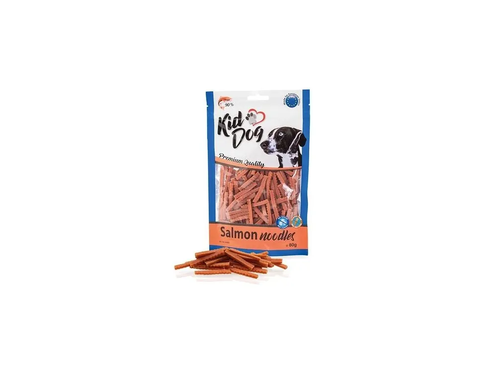 KIDDOG masové nudličky - losos pro malé psy a kočky 80 g Levný