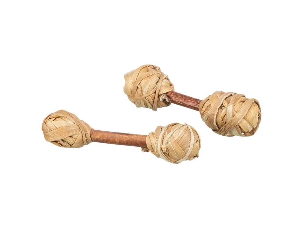 Set 2 činek, hračka/okusovadlo pro hlodavce, 9 x 2 cm, dřevo/tráva Akční Cena