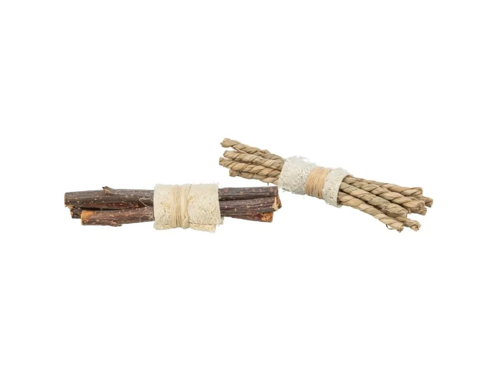 Set svazků tyček - přírodní hračka pro hlodavce 10 x 3 cm, lufa/dřeva/mořská tráva, 2 ks Akce