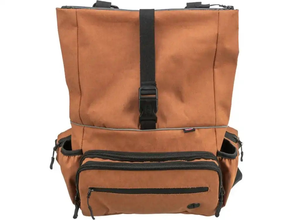 Akce ROLLTOP 2v1, multifunkční batoh i ledvinka, bavlna/polyester, rezavá