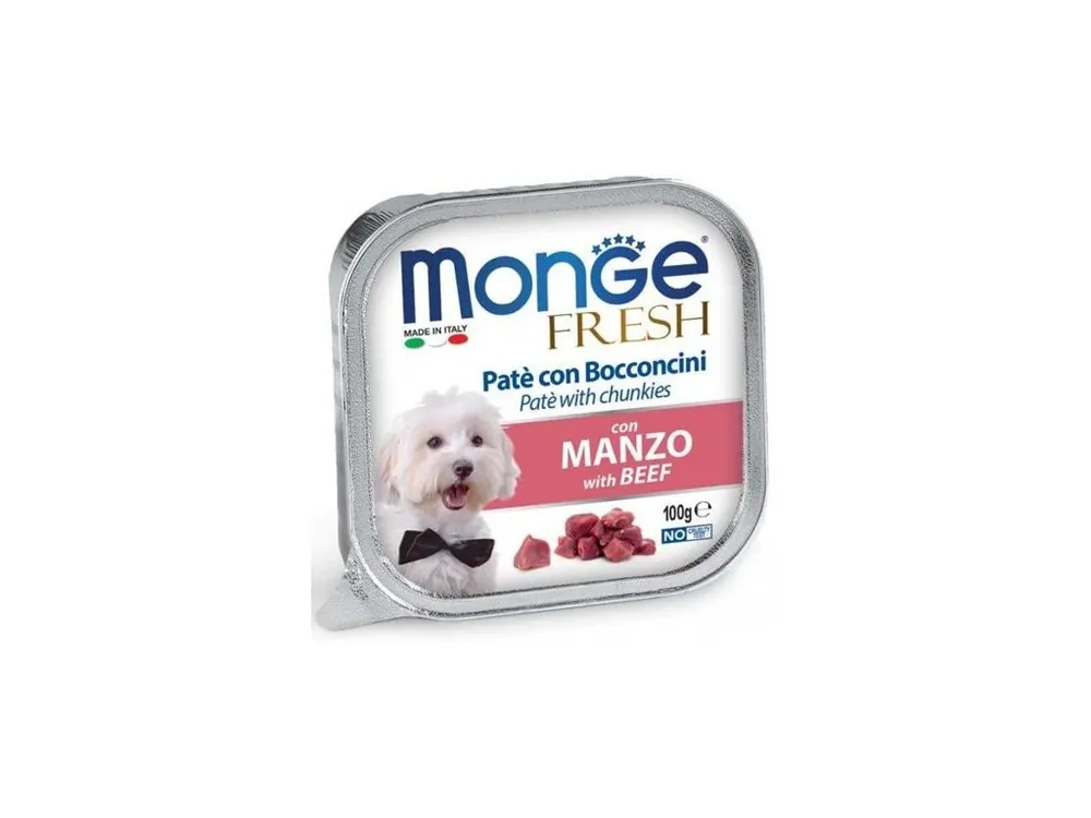 MONGE FRESH - paštika a kousky s hovězím 100 g pro psy Časově Omezené