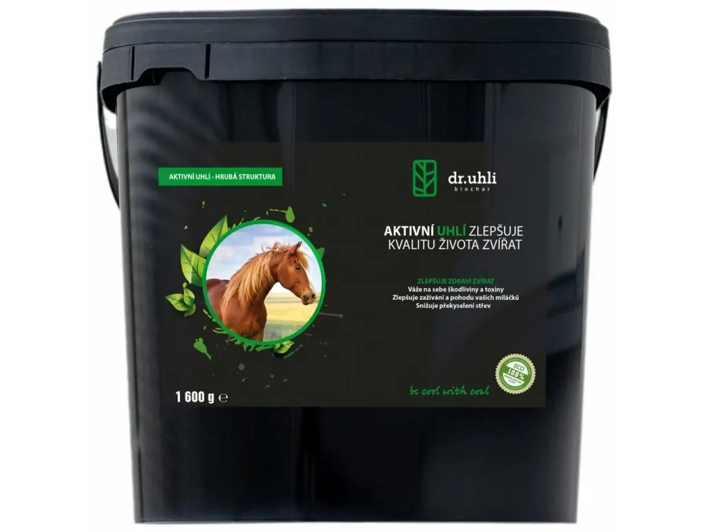 Výprodej DR UHLI Biochar Hrubé aktivní uhlí pro velká zvířata 1600g