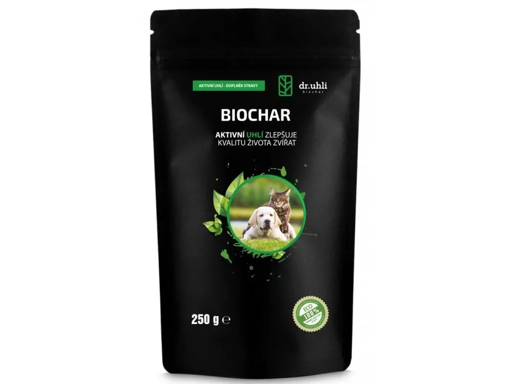 DR UHLI Biochar Aktivní uhlí pro zvířata Prášek 250g Jen Po Omezenou Doba