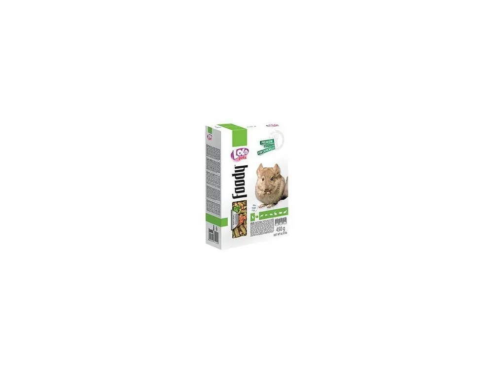 Ověřený LOLO Foody kompletní krmivo pro činčily 450 g krabička