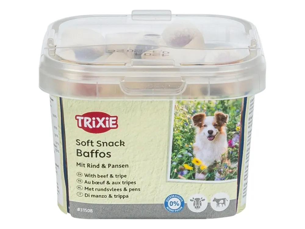 Vrácení Zdarma Soft Snack BAFFOS mini kolečka hovězí, dršťky, plastový kelímek 140 g