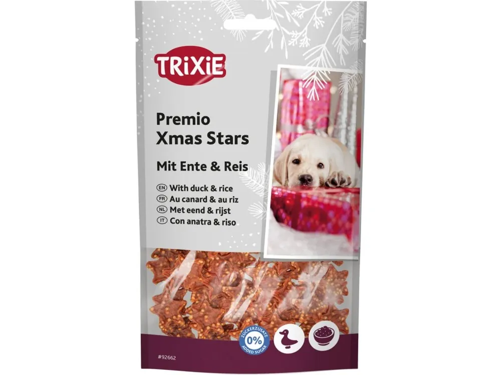 PREMIO Xmas Stars, vánoční pamlsek kachna s rýží, 100 g Poslední Šance