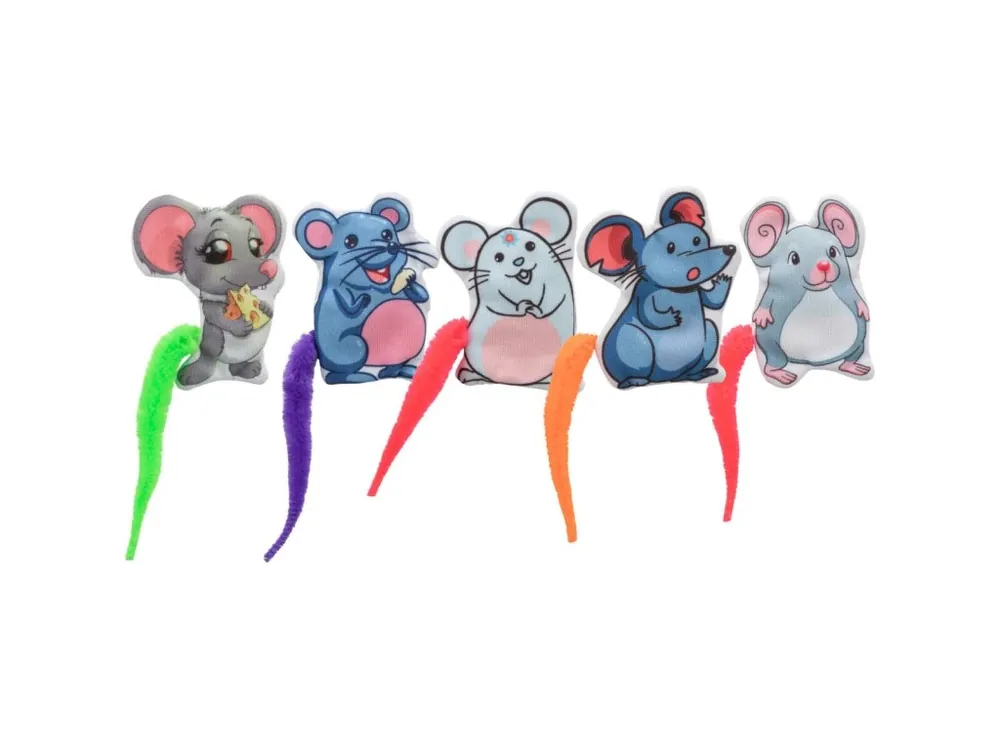 Pouze Dnes Myška emotivní s catnipem, barevný ocásek, 7.5 cm, látka, 5 druhů