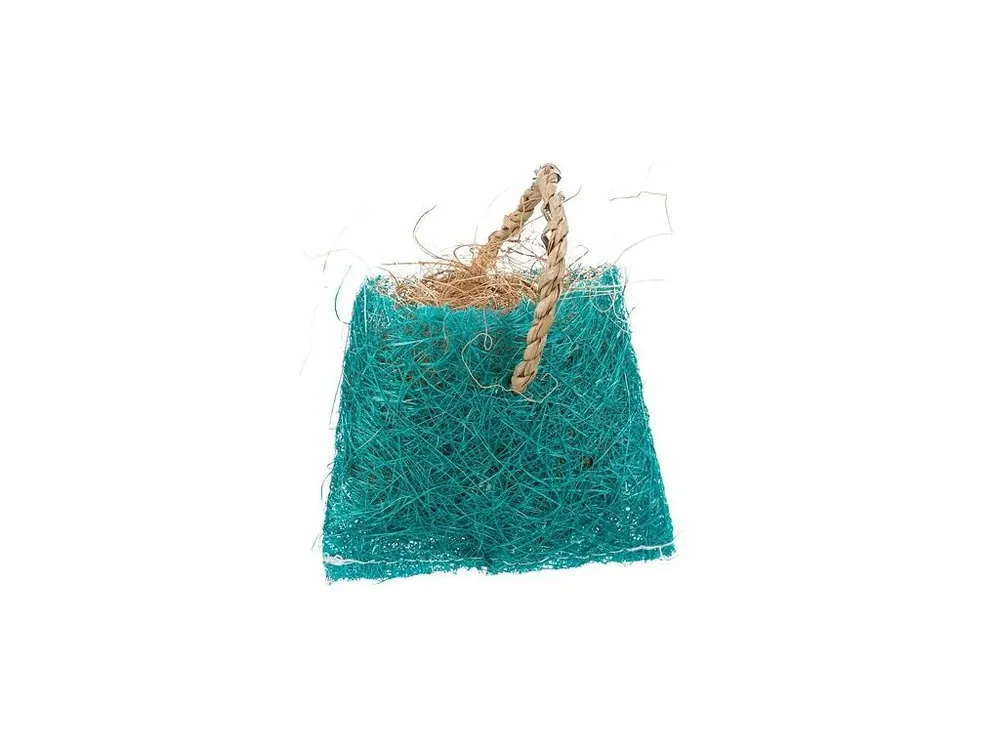 Sleva Taštička s kokosovým vláknem - hračka pro hlodavce, sisal, 10 x 13 cm, modrá