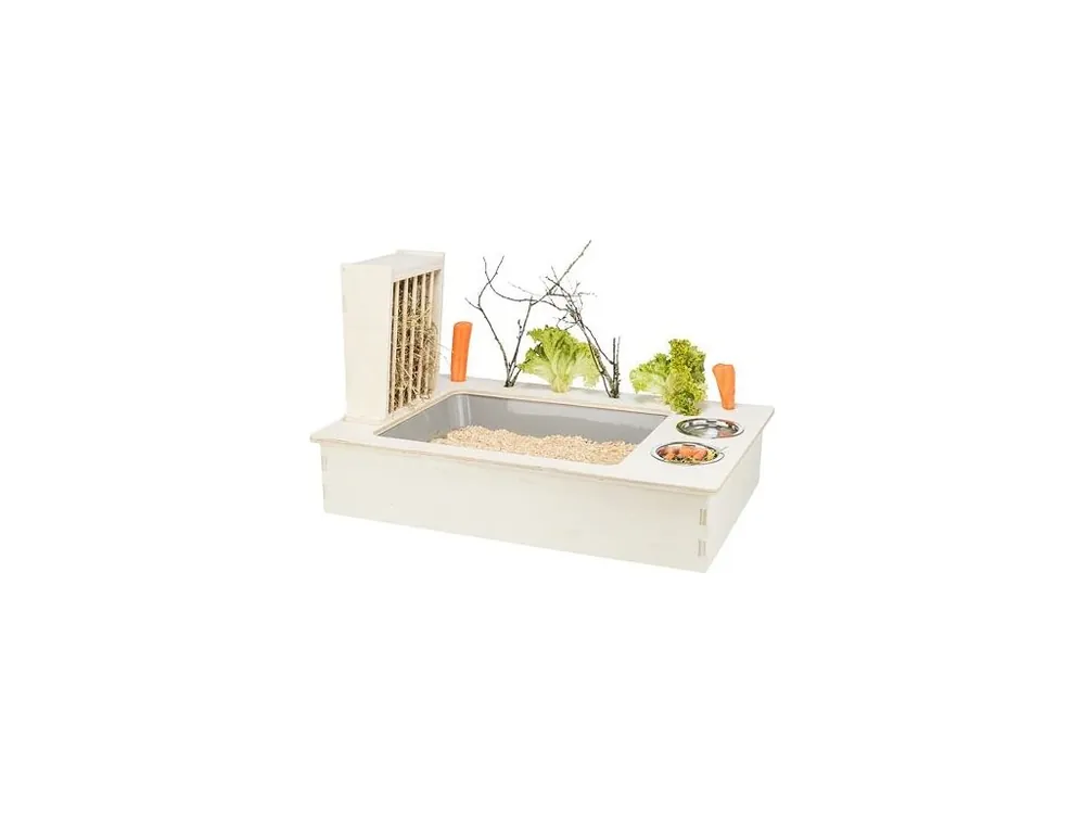Krmná stanice - bar + misky, jesličky - 70 x 41 x 47 cm, dřevo/nerez/plast Pouze Dnes