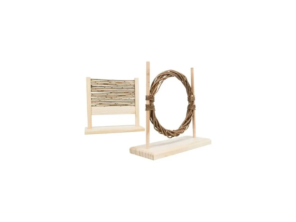 Nakupujte Hned Agility set pro hlodavce - překážka, kruh, dřevo/proutí, 28 × 26 × 12 cm