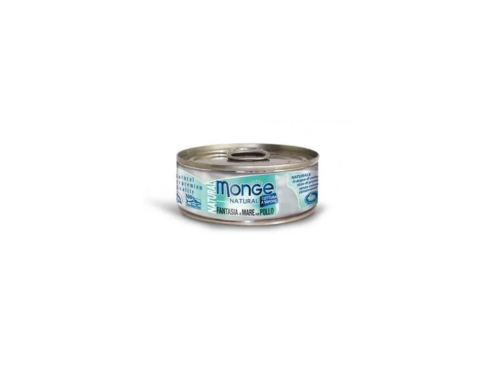 Omezená Nabídka MONGE NATURAL mořské plody s kuřecím masem pro kočky 80 g